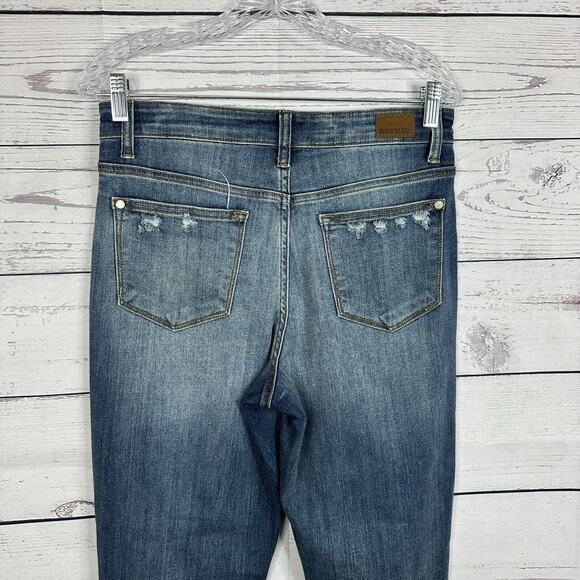 Judy Blue Jeans Womens 28 Blue Straight Slim Fit Distressed Stretch - Picture 5 of 15